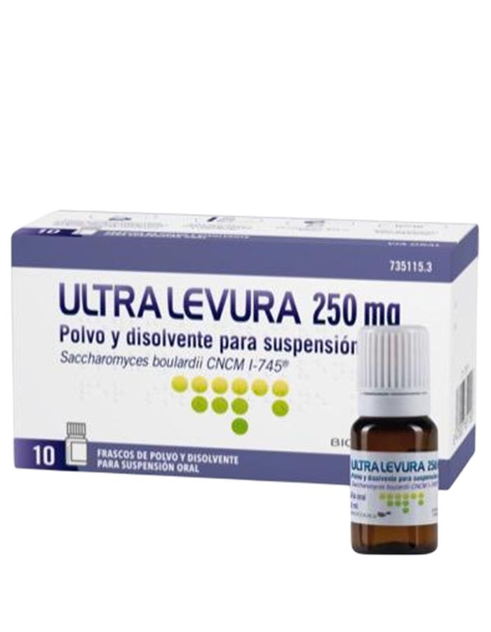 Ultra Levura 250 mg 10 Frascos Polvo y Disolvente para Suspensión Oral