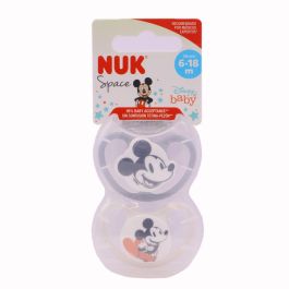 Nuk Space Chupete Silicona Mickey 6-18m Pack 2 Chupetes Gris Blanco Disney  Baby