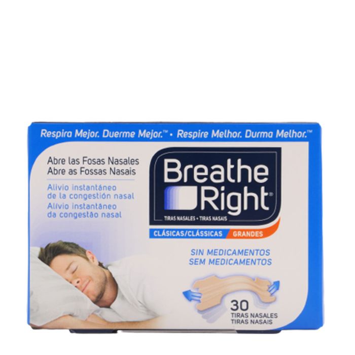 Rhinomer Breathe Right Tiras Clásicas Nasales Grandes, 30 unidades