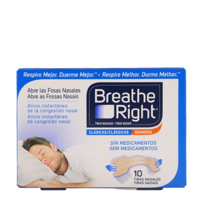 Breathe Right Tiras Nasales Grandes Clásicas 10 Tiras