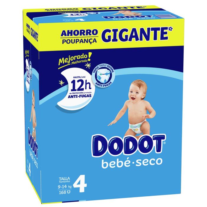 Dodot Bebé Seco Mega Box Talla 4 9-14Kg 168 Pañales