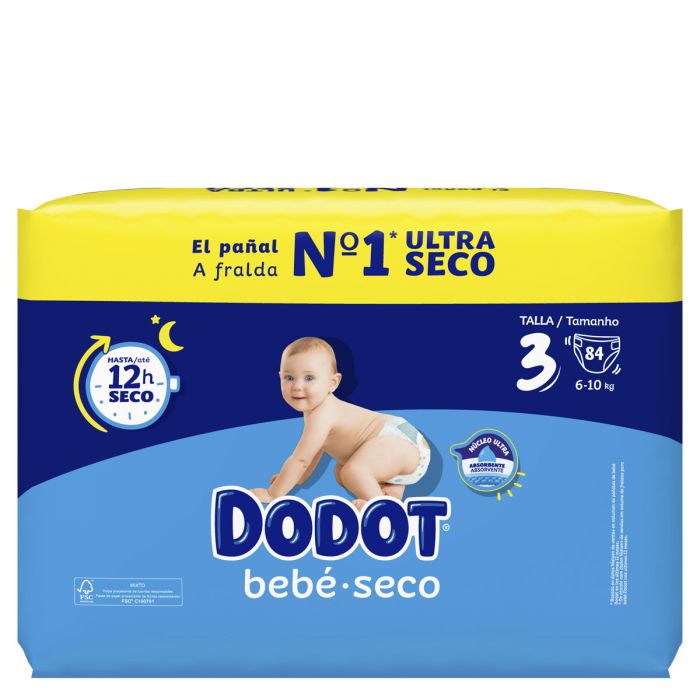 Dodot Bebé Seco Talla 3 6-10Kg 84 Pañales Ultra Seco Jumbo Pack