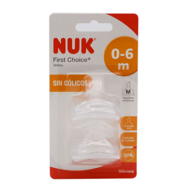 Nuk Tetina de Silicona Orificio M 0-6m Pack 2 Tetinas First Choice+