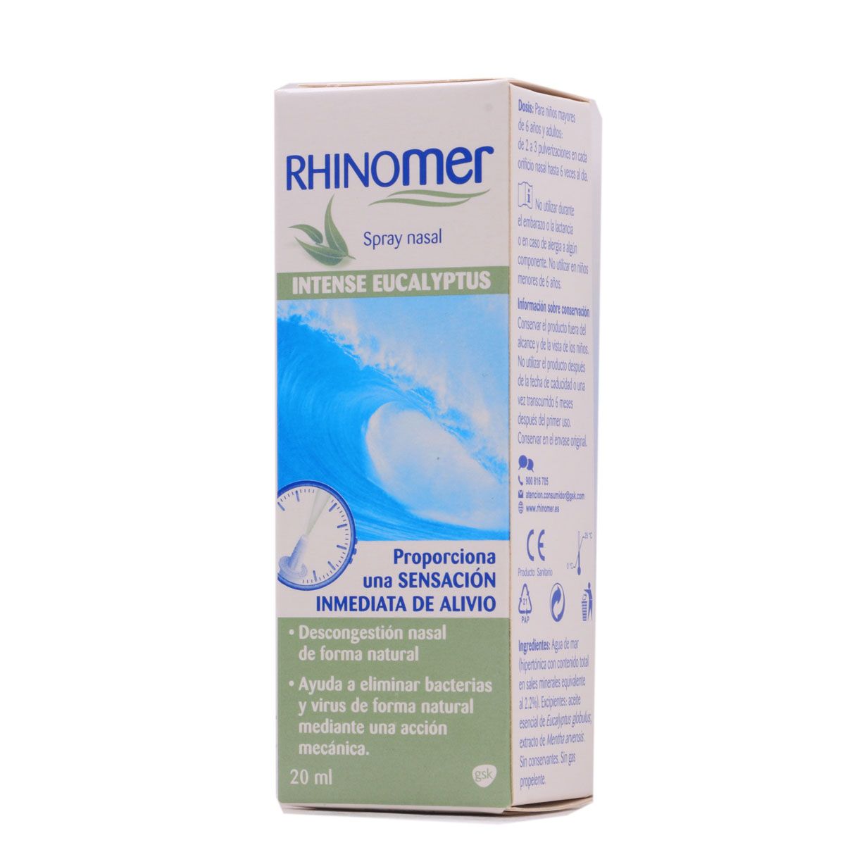 Rhinomer Spray Nasal 100% Agua de Mar con Aloe Vera, Spray Suave Para  Adultos y Niños a Partir de 2 Años, 100 ml : : Bebé