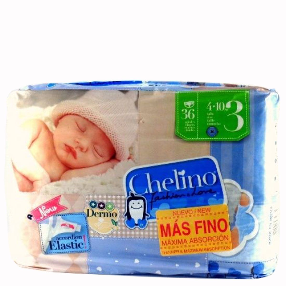 PAÑAL INFANTIL CHELINO FASHION & LOVE T- 3 (4 - 10 KG) 36 PAÑALES
