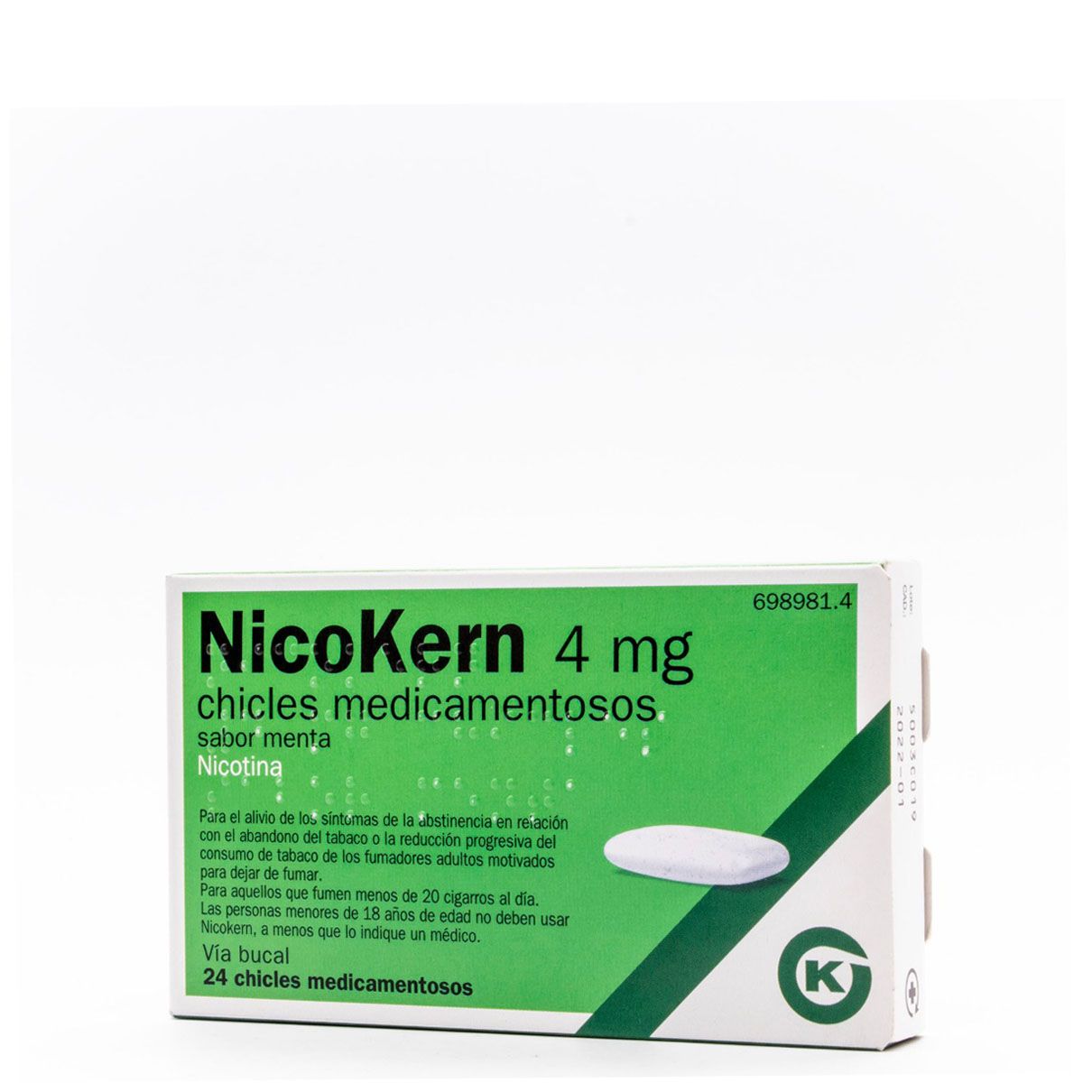 Chicle de Nicotina, 4mg, ayuda para dejar de fumar, Similar a Nicorette,  sabor a Menta fria, 20 chicles