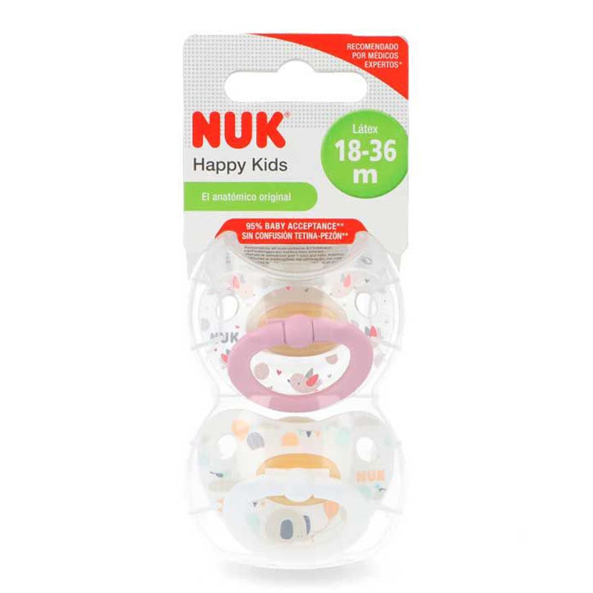 NUK Chupete Para Nature Látex 0-6 meses rojo / crema 2-pack 