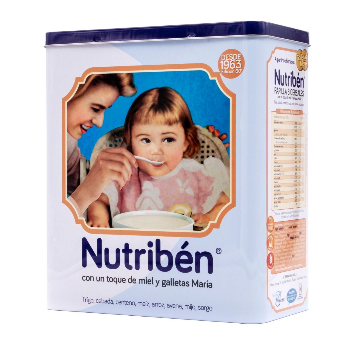 Nutribén Pack de Papillas 8 Cereales con un Toque de Miel y Galletas María,  Sin Aceite de Palma, Alimento para Bebés, desde los 6 Meses, Pack de 2 x  600g : 