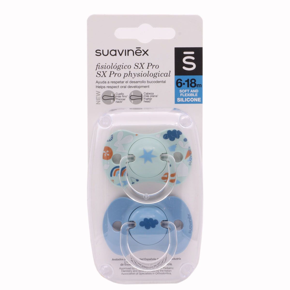 Suavinex Chupete Fisiológico SX Pro Tetina Silicona 6-18m Pack 2
