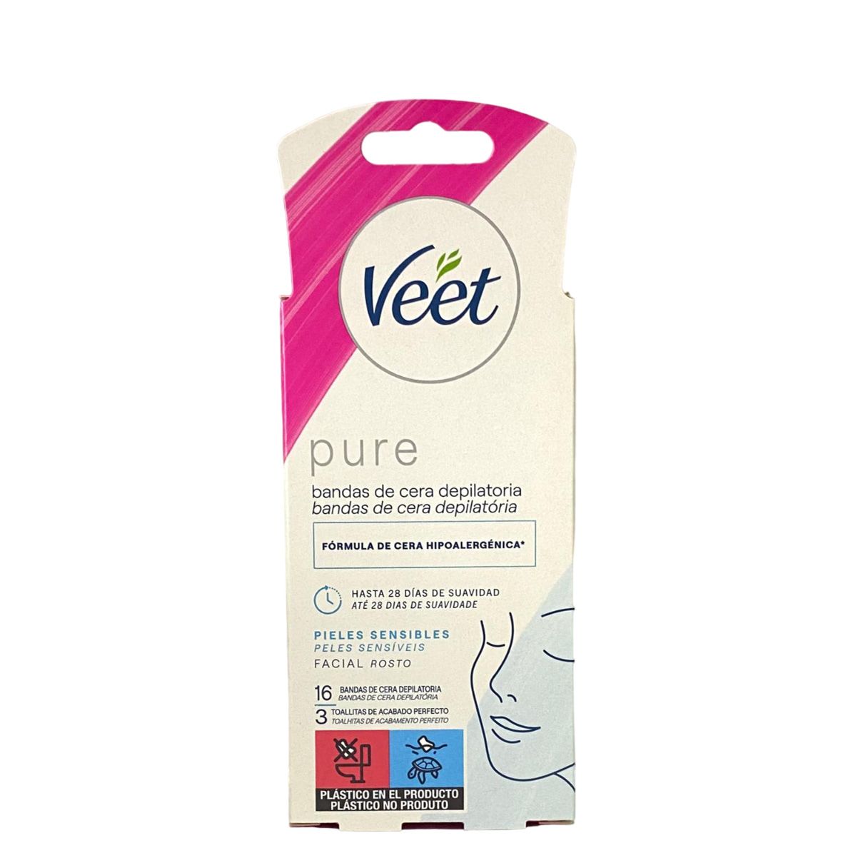 Veet Bandas de Cera Depilatoria Facial Pieles Sensibles 16 Bandas