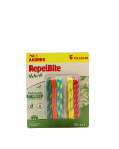 Repelbite Natural 5 Pulseras con Citronella Colores