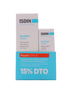 Acniben Repair Hidratante Aliviante y Reparador Isdin Teen Skin Rx Gel Crema 40ml + Renovador Labial Bálsamo Pack