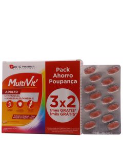 MultiVit Adulto 84 Comprimidos Forte Pharma Pack Ahorro 3 x 2 1 Mes Gratis