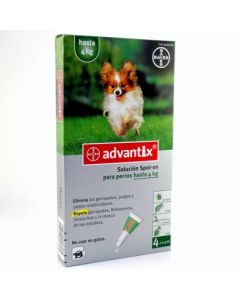 Advantix Perros Hasta 4Kg 4 Pipetas 0,4ml Spot On Bayer