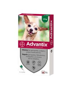 Advantix Perros Hasta 4Kg 4 Pipetas x 0,4ml                                                         