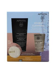 Apivita 3 en 1 Leche Limpiadora Cara y Ojos + Black Detox Pack Doble Limpieza