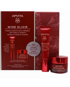 Apivita Wine Elixir Contorno de Ojos y Labios Antiarrugas Efecto Lifting + Crema Regalo Pack