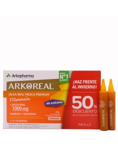 Arkoreal Jalea Real Fresca Vitaminada Ligth 1000mg 40 Ampollas Arkopharma Pack Vitalidad