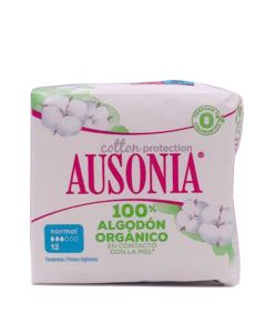Ausonia Compresa Normal 100% Algodón Orgánico 12 Compresas Higiénicas