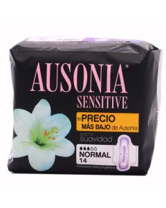 Ausonia Sensitive Normal con Alas 12 Compresas Higiénicas