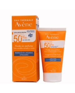 Avene Solar Fluido Toque Seco Sin Perfume Normal y Mixta SPF50+ 50ml