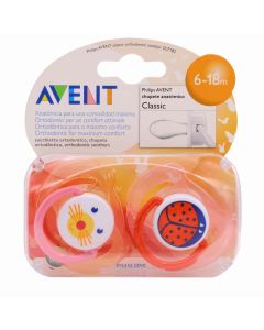 Avent Chupete Silicona Anatómico Classic 6-18m 2 Chupetes