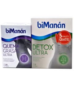 BiManán Quema Grasas Ultra 28 Cápsulas + Detox Ultra 5 Viales Gratis 