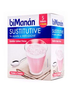 BiManan Sustitutive Batido Sabor Fresa 5 Sobres+1 Gratis