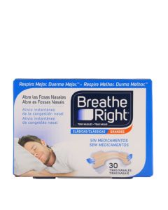 Breathe Right Tiras Nasales Grandes Clásicas 30 Tiras Nasales