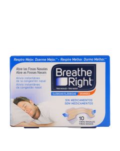 Breathe Right Tiras Nasales Grandes Clásicas 10 Tiras Nasales