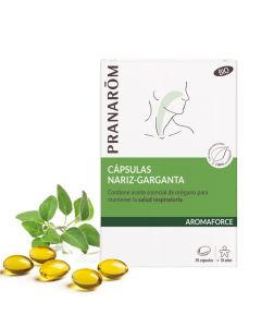 Pranarom Cápsulas Nariz Garganta Bio AROMAFORCE 30 Cápsulas RESPIRACIÓN DEFENSAS