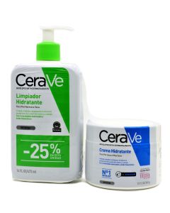 CeraVe Crema Hidratante Piel Seca 340g + Limpiador Hidratante Piel Normal a Seca 473ml Pack