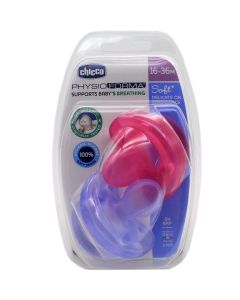 Chicco Chupete Silicona Physio Soft 16-36M Rosa y Lila 2 Chupetes