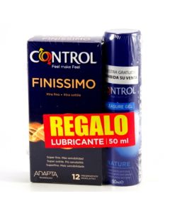 Control Finissimo 12 Preservativos+Lubricante Nature 50ml Pack