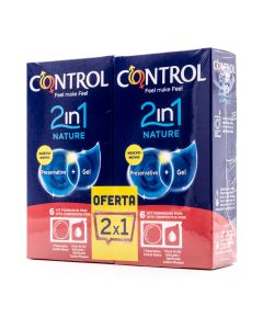 Control 2 en 1 Nature Preservativos 6Kit+6Kit Pack Mega Ahorro