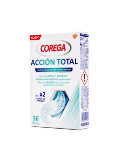 Corega Acción Total Tabletas Limpiadoras Para Prótesis Dentales 36 Tabletas