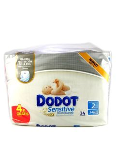 Dodot Sensitive Pañales Talla 2 de 3 a 6Kg 34 Pañales Recién Nacido