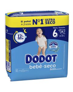 Dodot Bebé Seco Talla 6 13-18Kg 28 Pañales Ultra Seco 