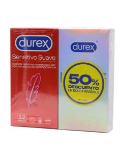 Durex Sensitivo Suave 12 Preservativos+Durex Invisible 12 Preservativos 50%Dto Pack