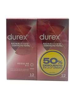 Durex Sensitivo Contacto Total 12 Preservativos x 2 Duplo 50%Dto 2ªUd       