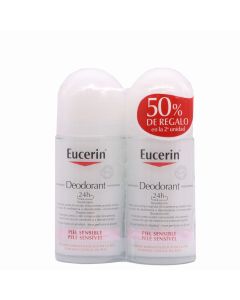 Eucerin Desodorante 24h Piel Sensible RollOn 50ml x 2 Duplo 50% Regalo 2ªUd