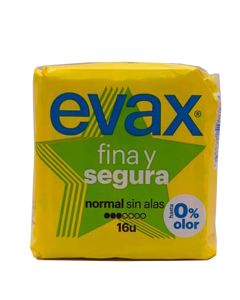 Evax Compresa Fina y Segura Normal Sin Alas 16 Compresas Higiénicas