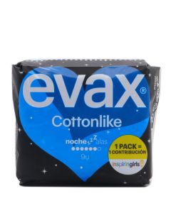Evax Cottonlike Noche Alas 9 Compresas Higiénicas