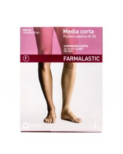 Farmalastic Media Corta P Puntera Abierta Compresión Fuerte Beige
