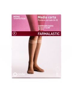 Farmalastic Media Corta RP Puntera Cerrada Compresión Fuerte Beige 1Ud