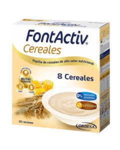 Fontactiv 8 Cereales es una papilla de cereales de alto valor nutricional.
