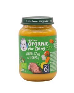 Gerber Organic tarrito pure de hortalizas con ternera  190 gr