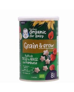Gerber Organic Puffs de Trigo y Arroz con Frambuesa Snack 5 Raciones Nestlé