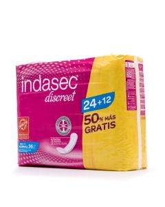 Indasec Discreet Normal 24+12 Compresas para Pérdidas de Orina