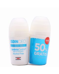 Isdin Deo Lambda Control Desodorante Emulsión Alcohol Free RollOn 50ml x 2 Duplo 50%Dto 2ªUd